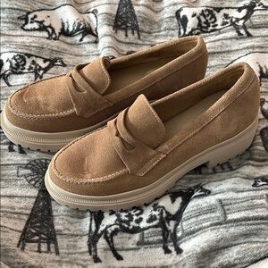 Patina Tan Suede Women’s Loafers